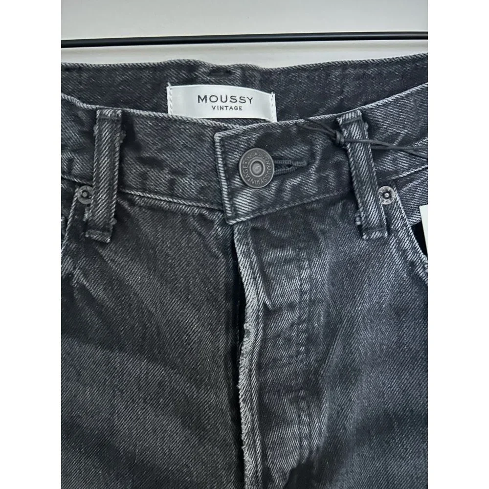 Moussy Vintage Detroit Wide Straight Leg Black Jeans NWT Size 27 - Picture 9 of 15